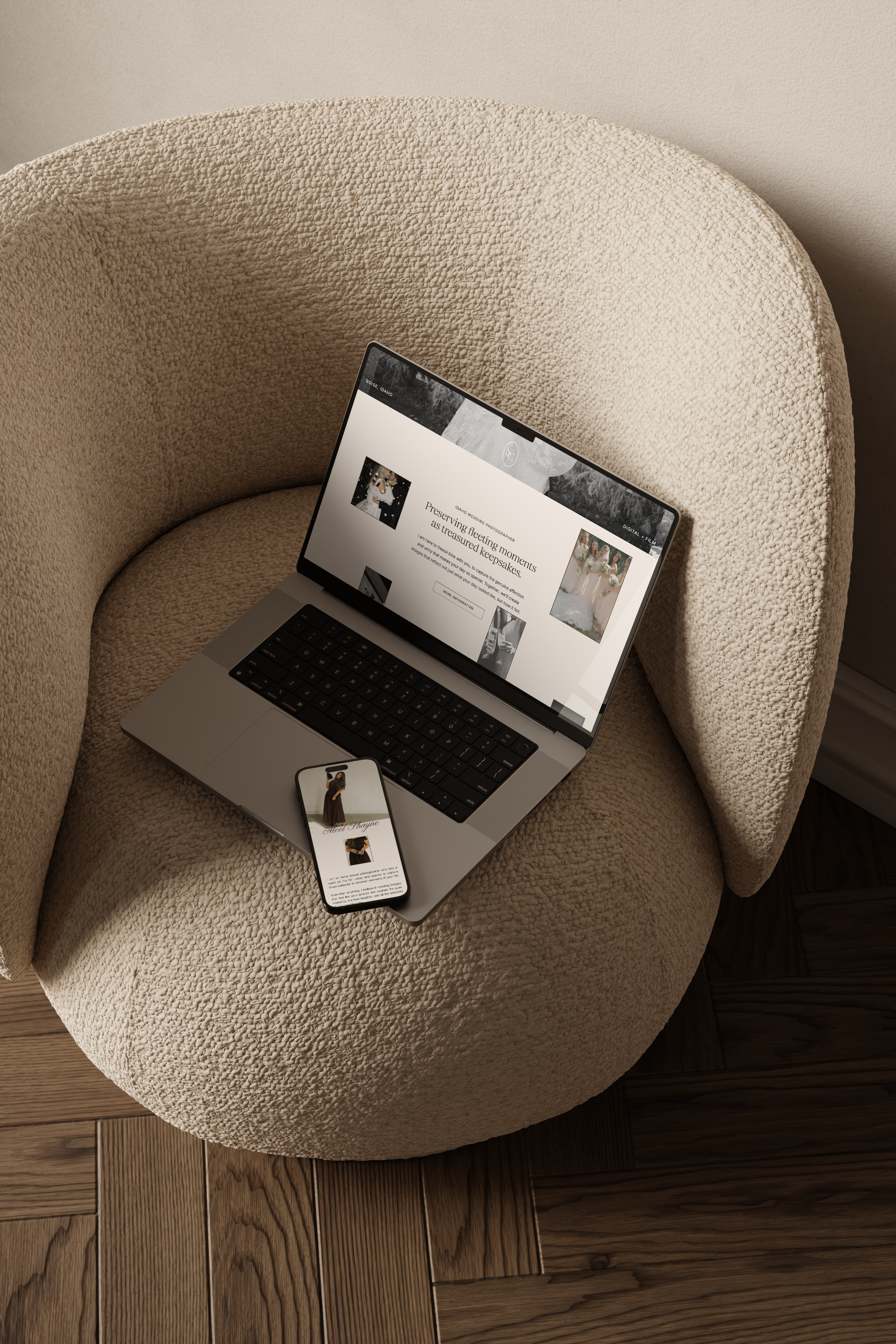 mockup of photographer website design