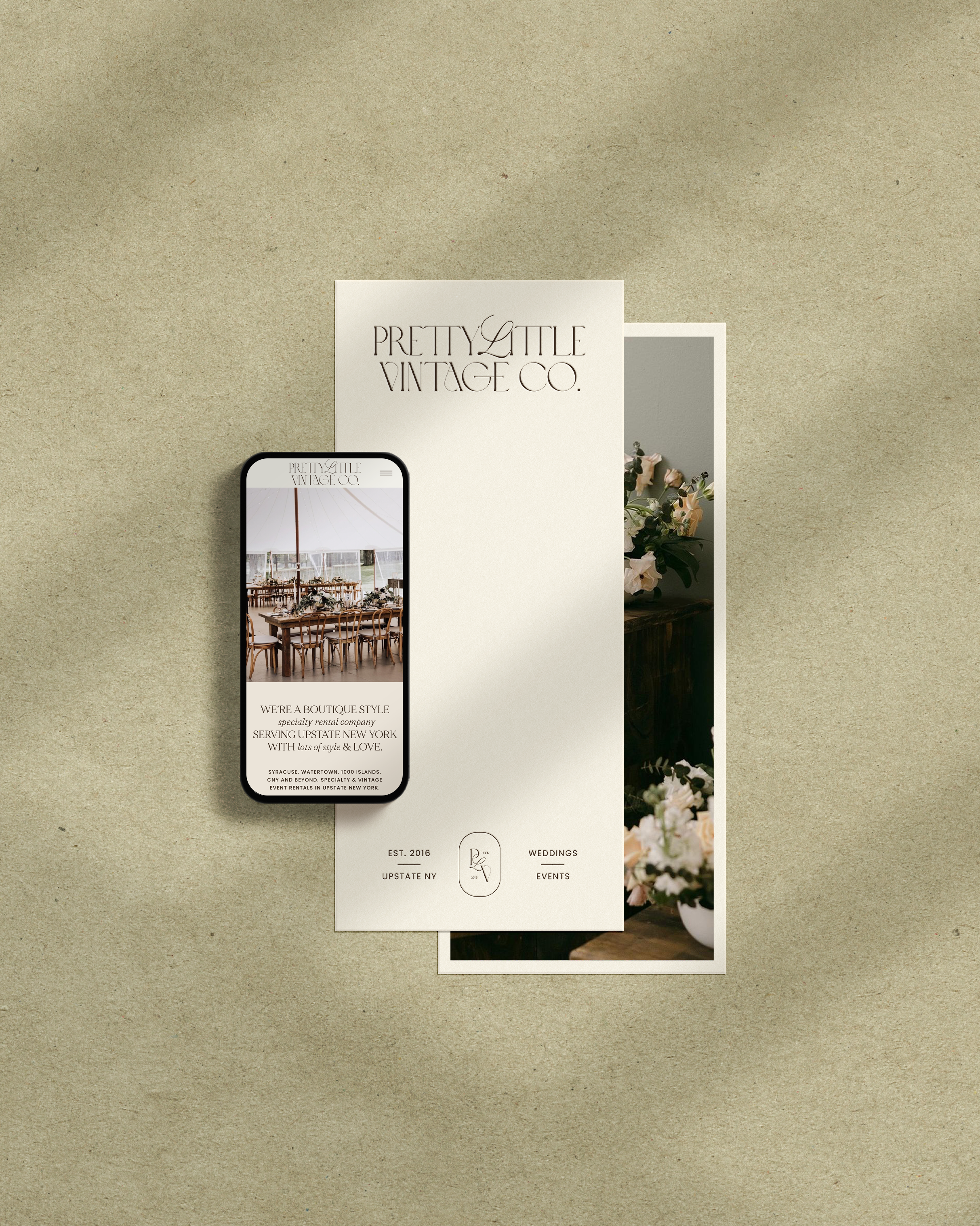 vintage wedding rental branding design and website