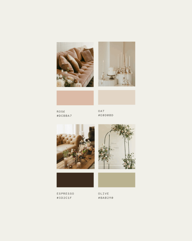 romantic soft feminine color palette for branding and design